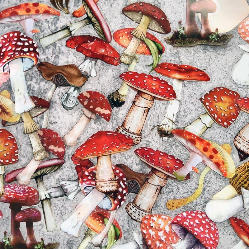 40pcs set Mushroom Pattern Decorative Sticker, Creative Multi-purpose Sticker for DIY Craft, Decoration, Scrapbook, Journal, Gift & Greeting Card