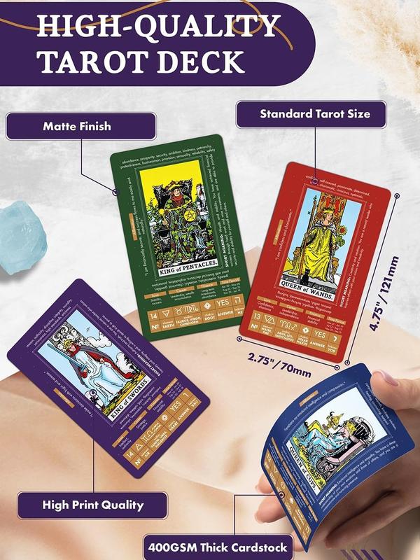 Tarot for Learning - Tarot Cards with Meanings on Them - Beginner Tarot Deck with Meanings on Them - Tarot Cards for Beginners with Guide Book