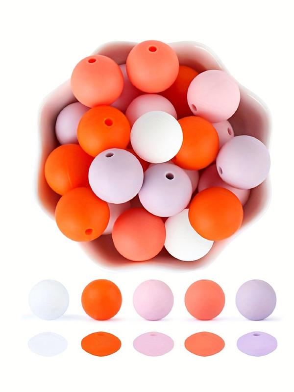 Minimalist Solid Mixed Color Silicone Bead, Simple Bead for Diy Necklace Bracelet, Fashion Accessories for Women & Girls