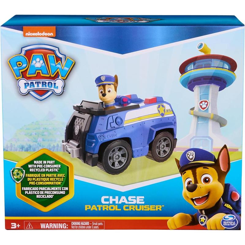 Paw Patrol, Chase’s Patrol Cruiser, Toy Car with Collectible Action Figure, Sustainably Minded Kids Toys for Boys & Girls Ages 3 and Up