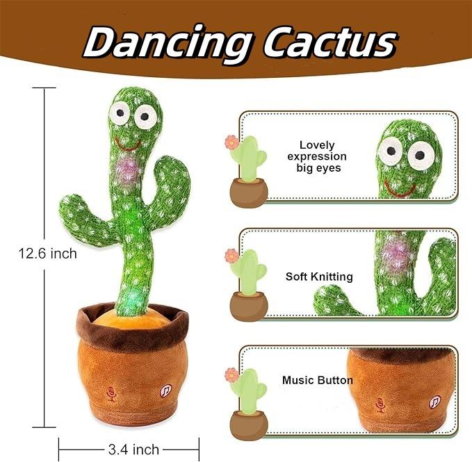 Dancing Cactus Toy, Talking Singing cactus Toys, Repeats & Recording What You Say, interactive toy,christmas 2024 ornament