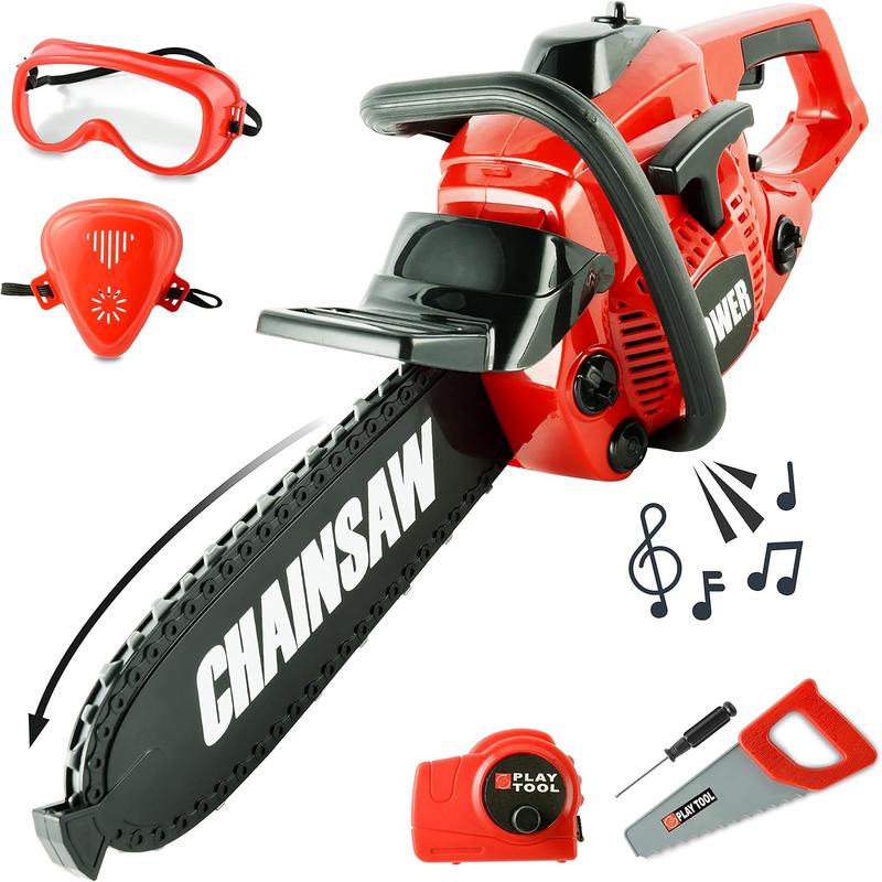 Chainsaw Toy  - Chainsaw Toy for Kids Power Tool Set with Realistic Sound, Pretend Play Kids Chainsaw Tool Set for Outdoor Gardening Play - kids toy for Boys Girls Ages 3-12 Years Old