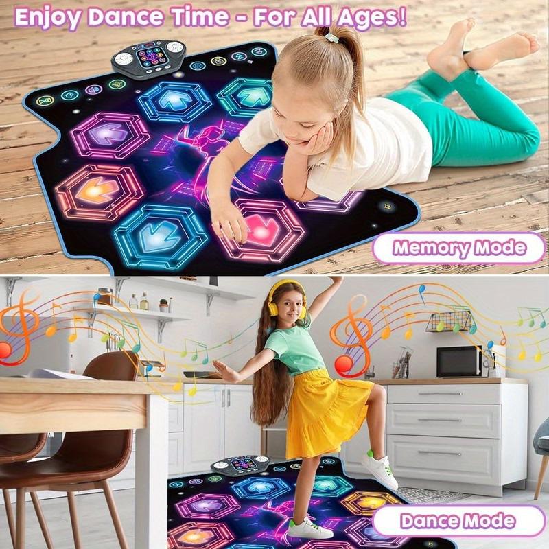 VATOS Dance Mat Toys for Kids - Electronic Dance Pad Music Toy with 8 LED Keys for Kids Ages 4-8, Sensory Outdoor Games Party Favors, Cool Birthday Gifts for 3-12+ Year Old Girls Boys Teens