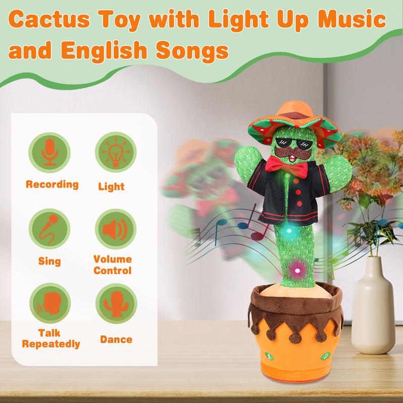 Dancing Cactus Toy, Talking Singing cactus Toys, Repeats & Recording What You Say, interactive toy,christmas 2024 ornament