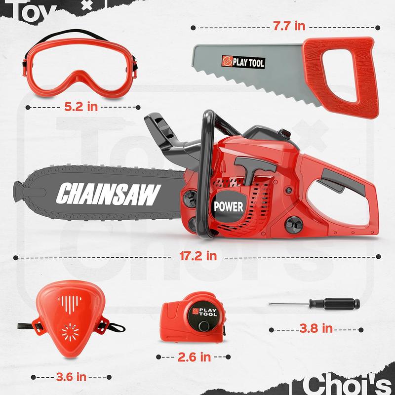 Chainsaw Toy  - Chainsaw Toy for Kids Power Tool Set with Realistic Sound, Pretend Play Kids Chainsaw Tool Set for Outdoor Gardening Play - kids toy for Boys Girls Ages 3-12 Years Old