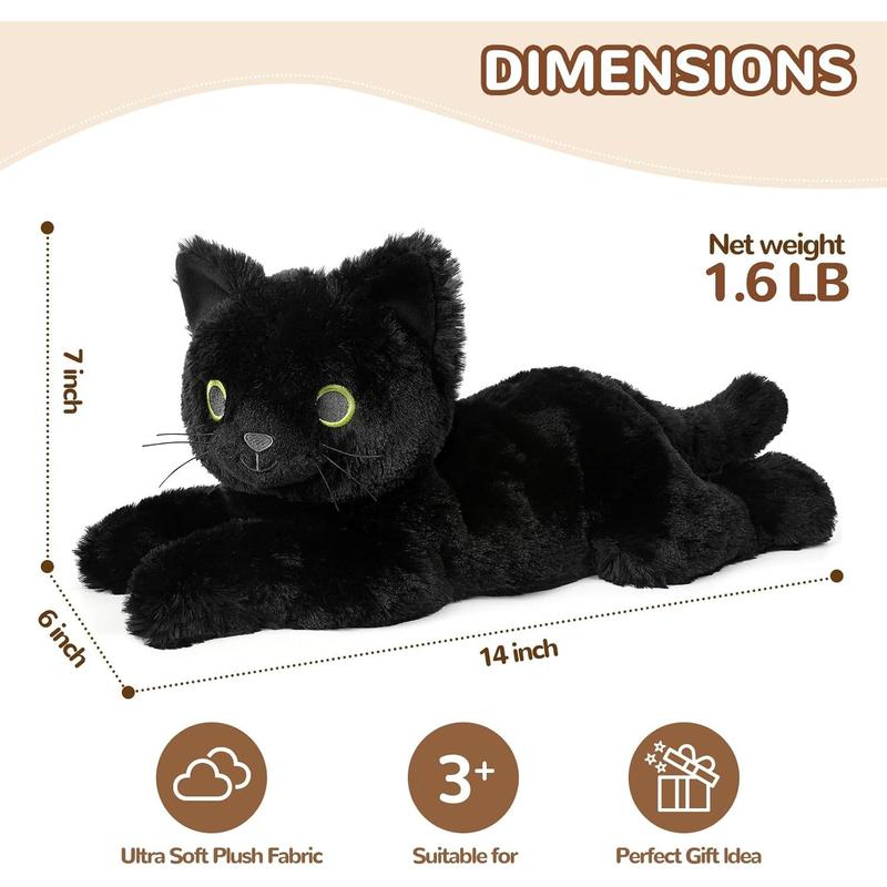 Black Cat Stuffed Animals, Microwavable Stuffed Animals Heating Pad for Cramps, Pain Stress Relief, Heatable & Coolable Lavender Scented Cat Plush Toys for Anxiety, Women & Kids Bedtime