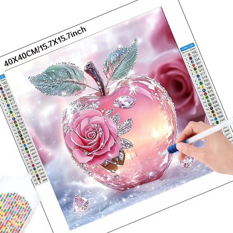 Apple Shaped DIY Diamond Arts Colorful Painting Kit without Frame, 5D Diamond Arts Colorful Painting Kit, Wall Art Decor for Home Living Room Bedroom, Christmas Gift