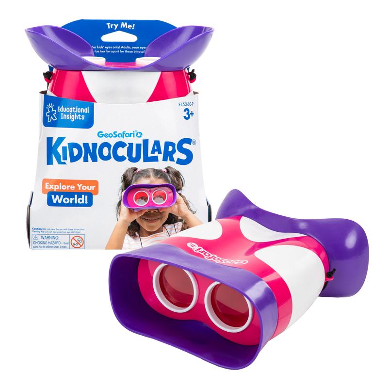 Educational Insights GeoSafari Jr. Kidnoculars Pink Binoculars For Toddlers & Kids, Gift for Toddlers Ages 3+