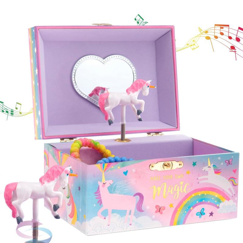 Jewelry Box for Girls, Cotton Candy Unicorn Musical Jewelry Boxes, The Beautiful Dreamer Tune and Spinning Unicorn Doll, Toys for Girls