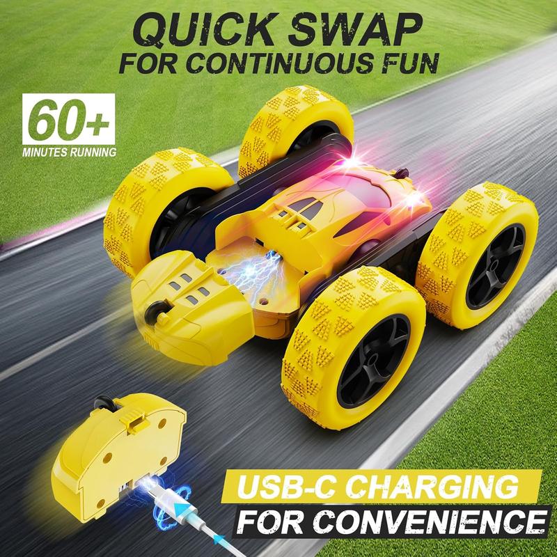 Remote Control Car, RC Car Toys for 6-12 Year Old Boys, Off Road RC Stunt Car 4WD 360 Rotating Remote Control Car for Kids, Boys Girls Gifts for Birthday, Christmas Yellow