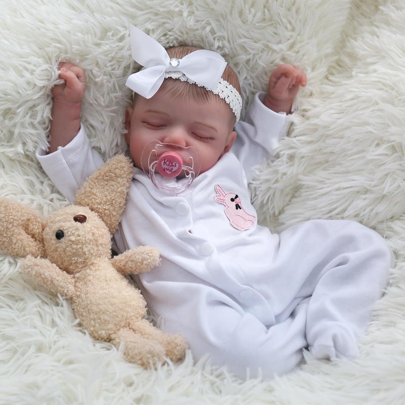 Wooroy Reborn Baby Doll - Birthday Gift, Christmas Gift, Girl Gift, Kids Gift, 18 inch Realistic Newborn Baby Girl with Lifelike Face and Limbs and a Cloth Body, Kids Gift for Age 3 +