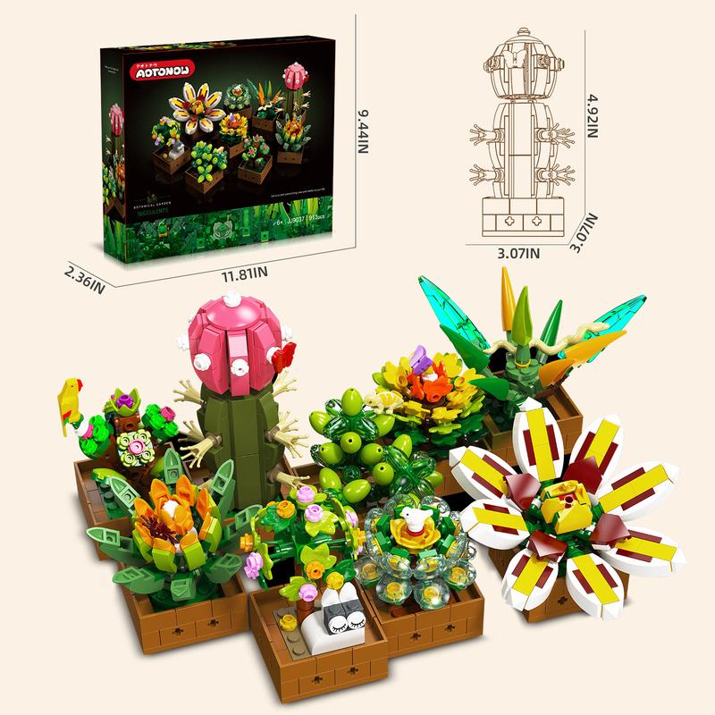 Simulated building blocks, flowers, succulent plants, assembled toys, home decoration ornaments, flower arrangement gifts, Christmas gifts