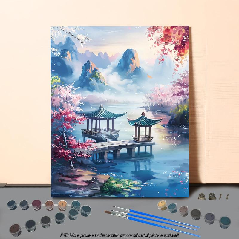 Landscape Pattern DIY Painting By Numbers Kit without Frame, 1 Set DIY Paint By Numbers Kit, DIY Wall Art Painting for Home Bedroom Living Room Decor