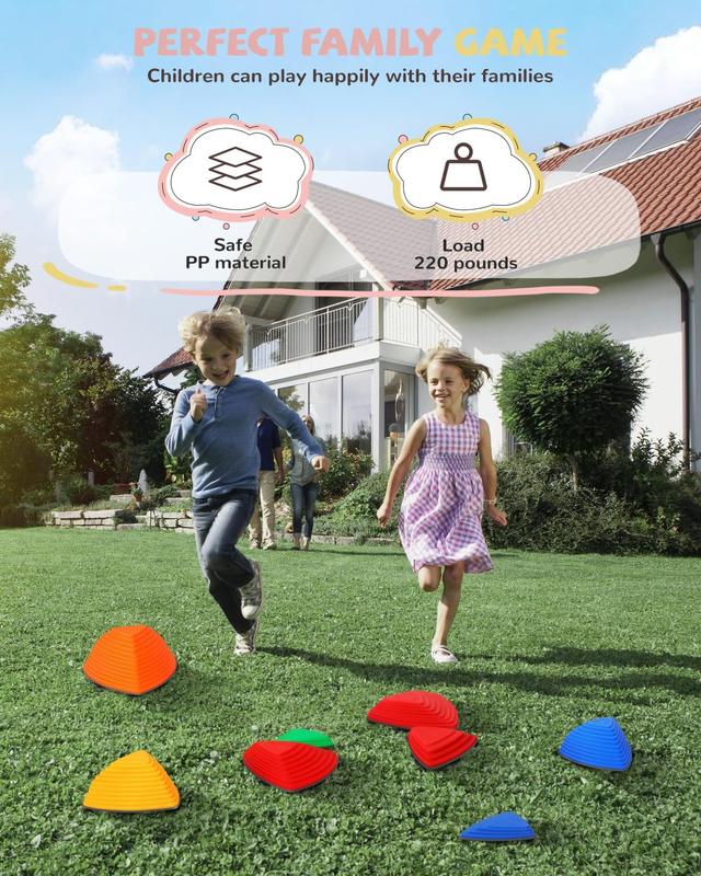 12 25 count Sensory Stepping Stones Rainbow&Macaron Color , Promote Coordination and Strength Child Safe Rubber Outdoor and Indoor, Non-Slip Side Sensory Stepping Stones, Indoor and Outdoor Play Equipment Set,River Rock Toys to d der