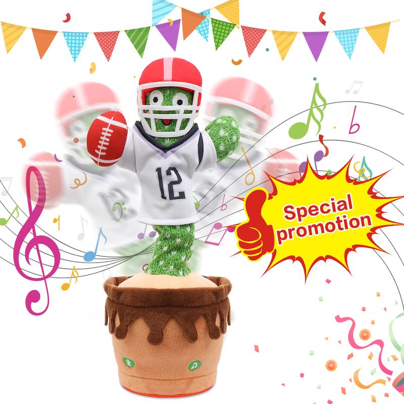 MIAODAM NFL 2024 Talking Cactus Toy for Dog and Cat, Dancing Singing Toy, Repeats & Recording, Birthday Day Gift, Prank Toy, Tricky Toy A4