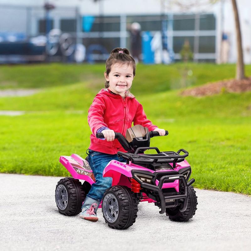 Kids ATV Four Wheeler  Ride on Car, Motorized Quad, 6V Battery Powered Electric Quad with Songs for 18-36 Months, Pink