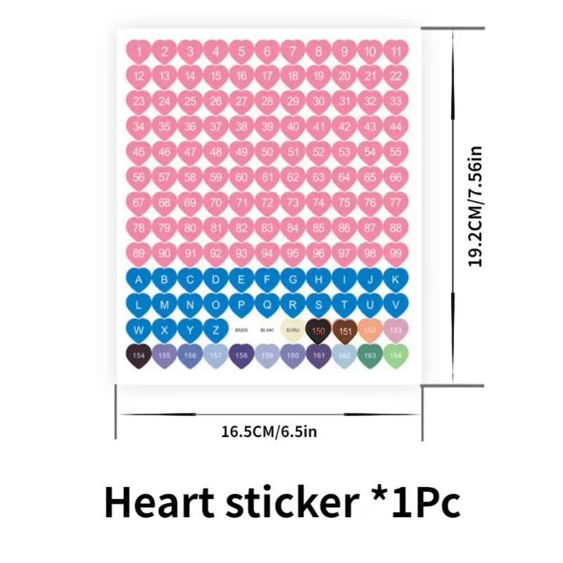 Diamond Arts Colorful Painting Number Sticker, Round & Heart Shaped Mark Sticker, DIY Diamond Arts Colorful Painting Supplies