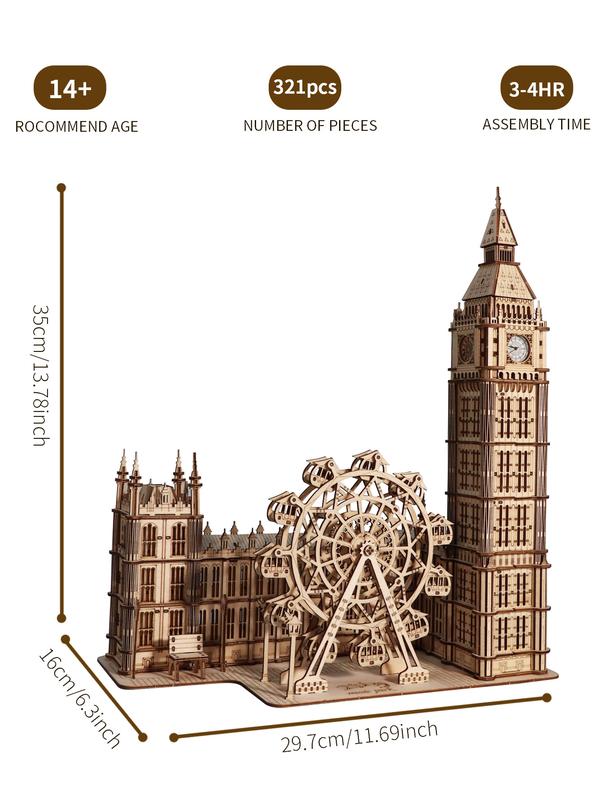 3D Wooden Puzzle Big Ben Model Kits Desktop Clock DIY Building Blocks Creative Gift Home Decor for Family Unique Christmas Gift