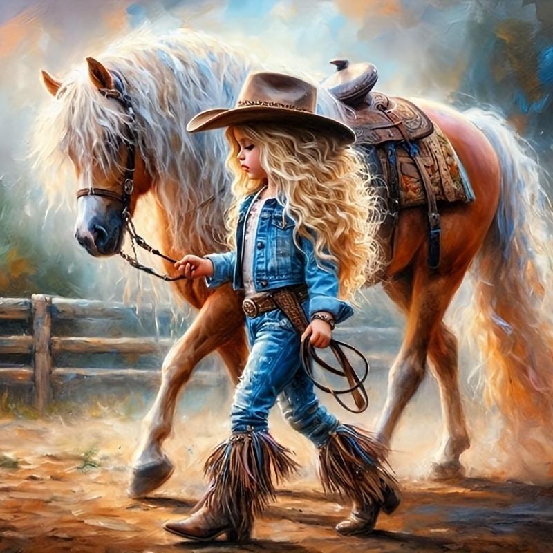 Girl & Horse Pattern DIY Diamond Arts Painting Without Frame, DIY Decorative Arts Picture For Beginner, Home Wall Craft Decoration