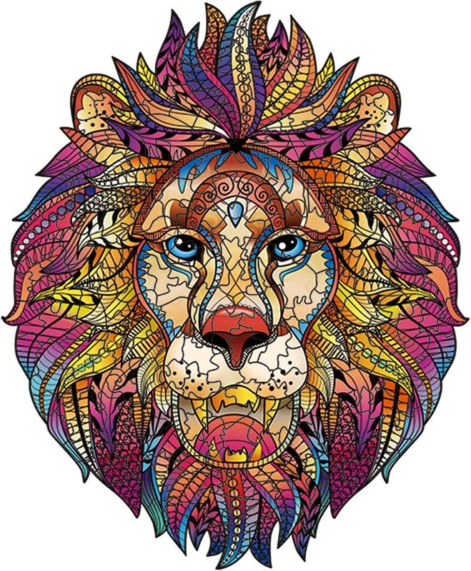 Wooden Puzzles for Adults,Wooden Animals Shaped Puzzles,Unique Shaped Jigsaw Puzzles,Magic Wooden Jigsaw Puzzles, Wood Puzzles Adult, Unique Puzzles (S-9.25x6.3, Lion)