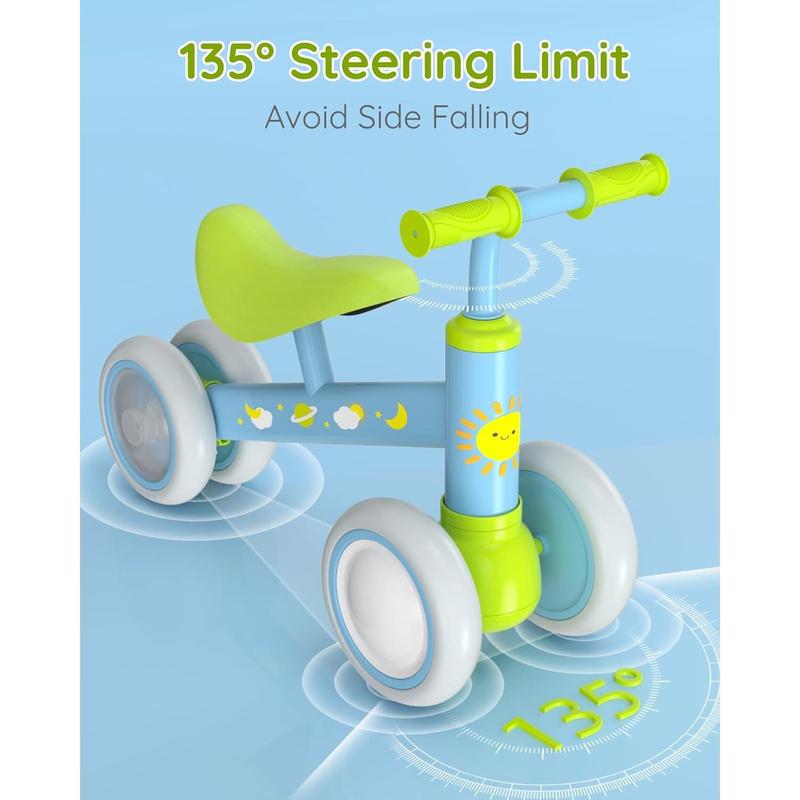 Colorful Lighting  Balance  for 1 Year Old Boys Girls, 12-24 Months  Balance , No Pedal 4 Wheels   with Soft Seat,  First , 1st Birthday Gifts