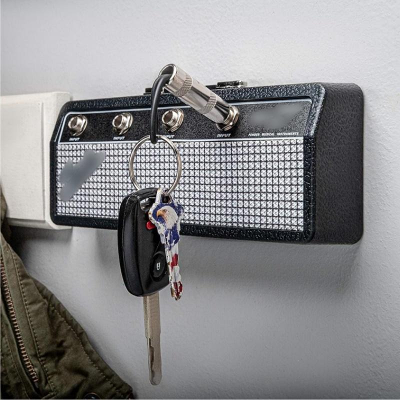 [Men Gifts]Fender Jack Rack- guitar amp key holder,includes 4 guitar plug keychains and 1 wall mounting kit.Quick and easy installation.