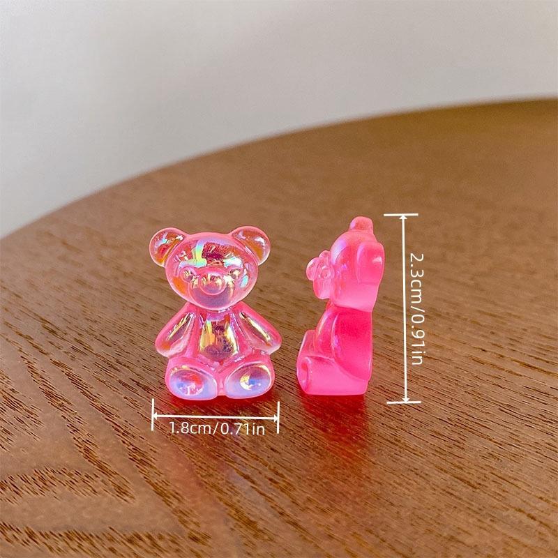 Luminous Bear Design Resin Ornament, 30 50pcs Cute Bear Decoration, DIY Decorative Accessories for Fish Tank & Car & Room