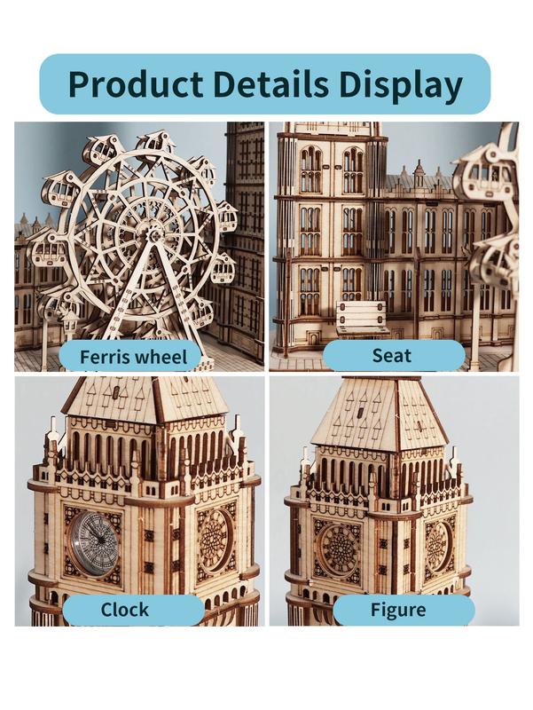 3D Wooden Puzzle Big Ben Model Kits Desktop Clock DIY Building Blocks Creative Gift Home Decor for Family Unique Christmas Gift