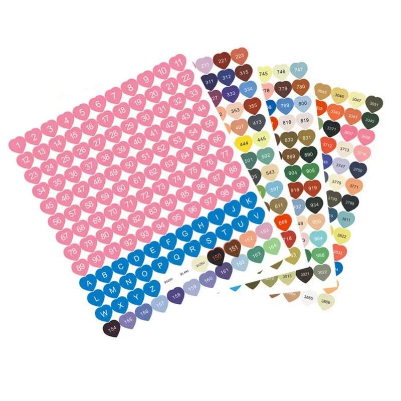 Diamond Arts Colorful Painting Number Sticker, Round & Heart Shaped Mark Sticker, DIY Diamond Arts Colorful Painting Supplies