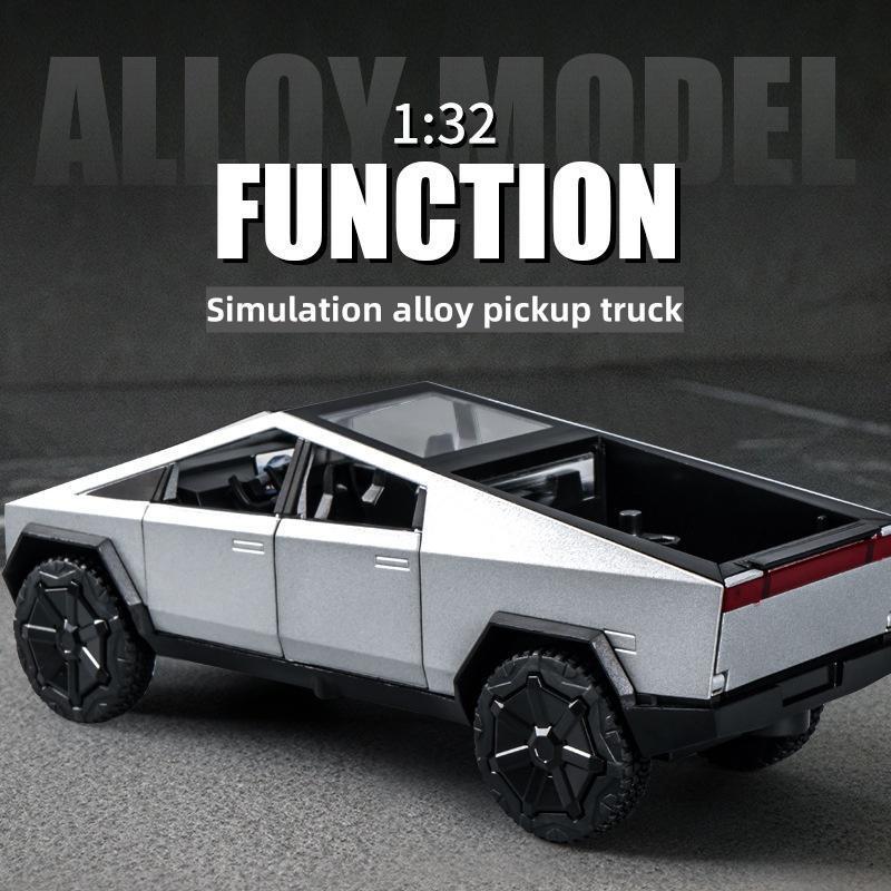 Tesla Cybertruck - 1:32 alloy model toy with music, lights and pull-back mechanism - for enthusiastic young drivers