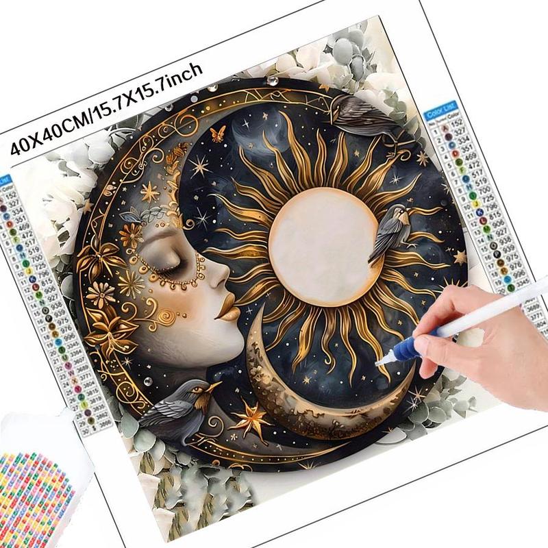 5D DIY Diamond Arts Colorful Painting Kit, Moon & Sun Pattern Diamond Arts Colorful Painting without Frame, DIY Decorative Painting for Bedroom