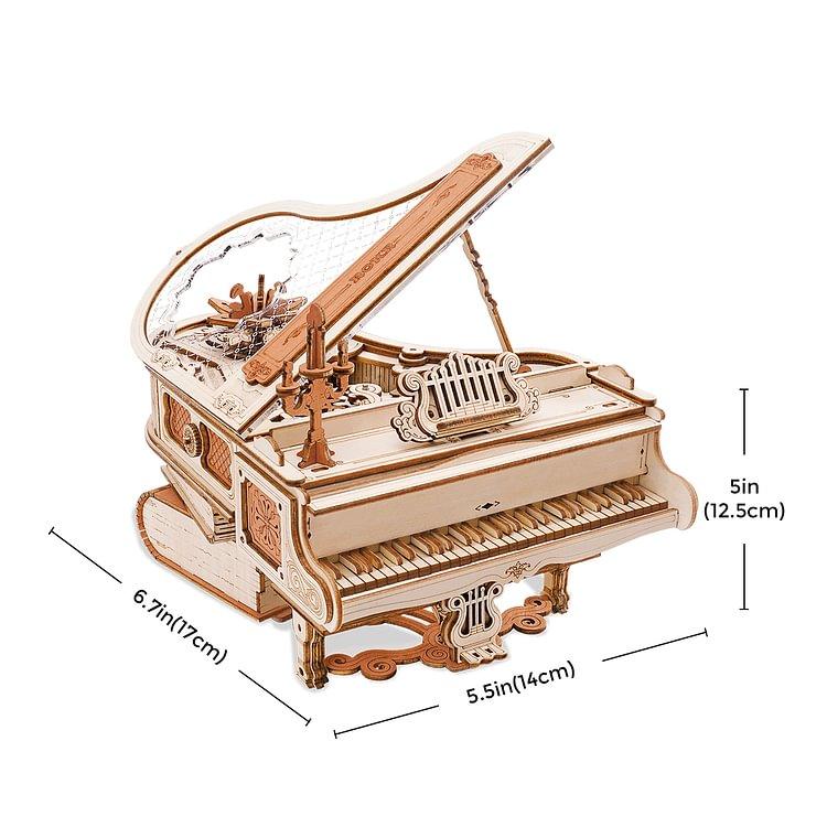 ROKR AMK81 Magic Piano 3D Puzzles for Adults-Mechanical 3D Puzzles Musical Instrument-Wooden Music Box Puzzle Kit to Build-Aesthetic Desk Decor Unique Gift for Men Women