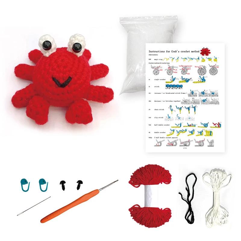 DIY Crochet Animal Kit Withhand Knitting Yarn Needles Plush Doll Easy For Starter Includes Enough Yarn Hook Accessories Tool Set