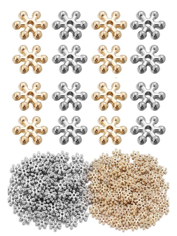 Snowflake Shaped Beads, Round Beads for DIY Bracelet Necklace, Jewelry Making Accessories for Women & Girls, Fashion Accessories for Daily Wear