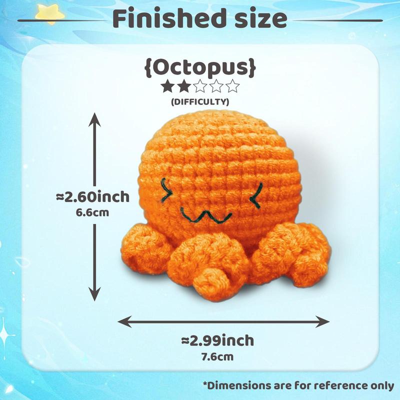 Cute Smiling Octopus Design Crochet Kit, 1 Set DIY Knitting Kit with Accessories, DIY Knitting Supplies for Beginners