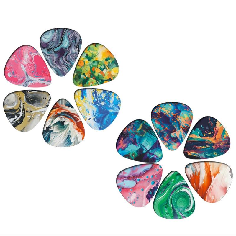 Marble Pattern Guitar Pick (12pcs set), Colorful Double Sided Printed Guitar Pick, Music Accessories For Guitar Ukulele Banjo