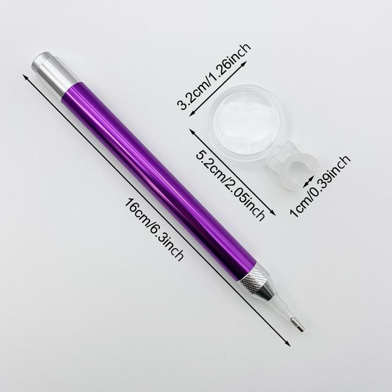 Battery Required Diamond Paint Pen with Magnifying Glass & LED Light, Diamond Paint Luminous Point Drill Pen, Specialty Hand Tools (without Battery)