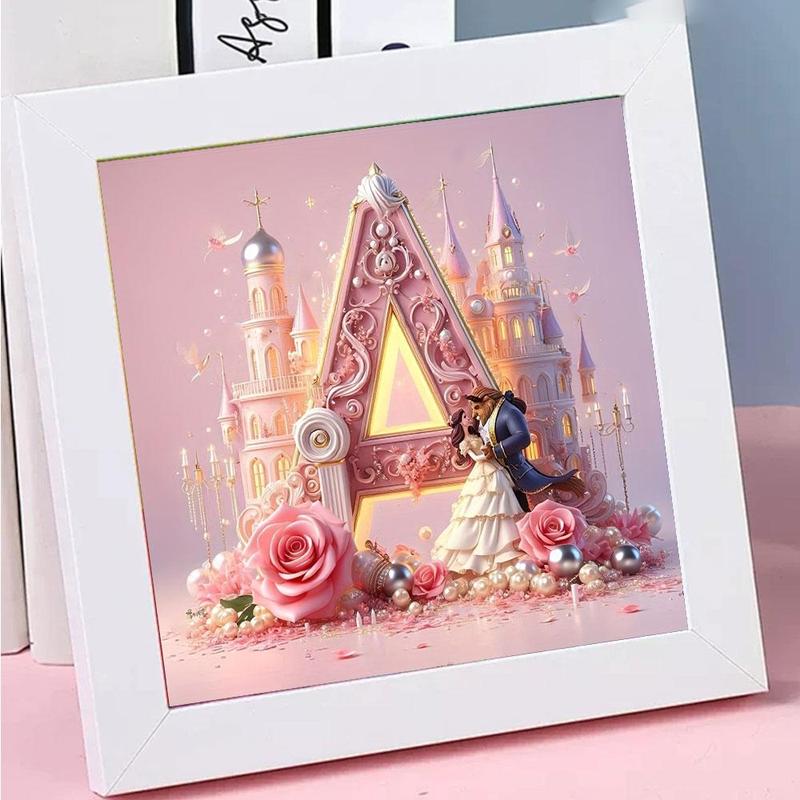 DIY 5D Diamond Arts Colorful Painting Kit, 1 Count Princess & Letter Pattern Diamond Arts Crafts without Frame, Handmade Home Wall Art Decoration, Christmas Gift