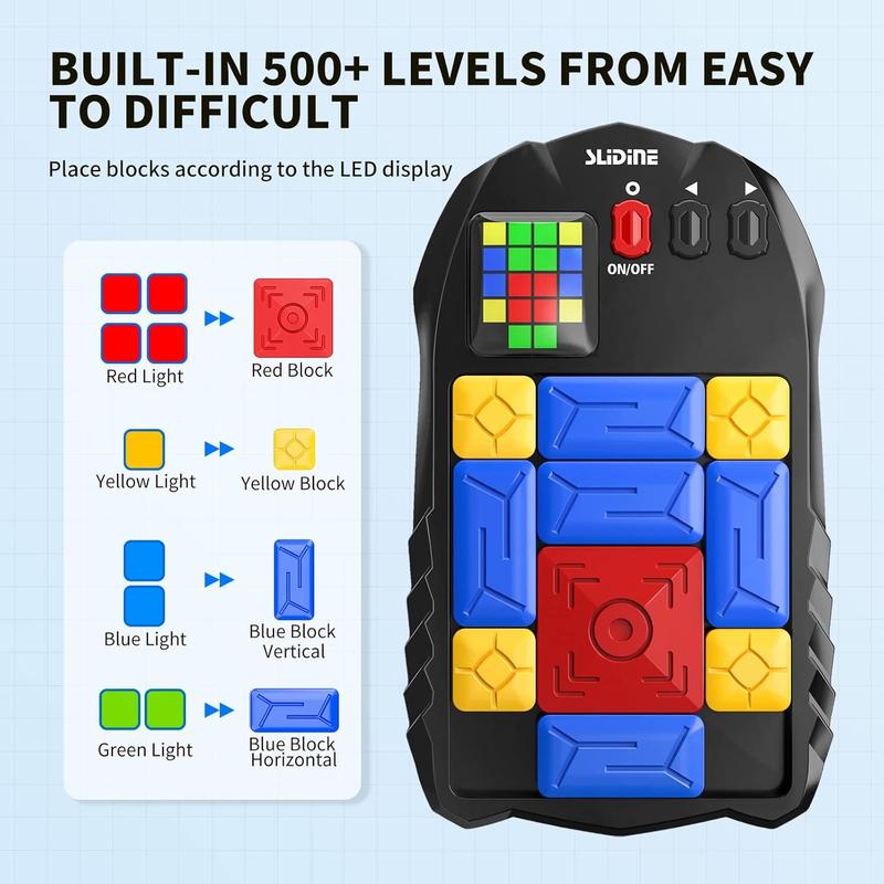 Super Slide Games Sliding Block Puzzle 500+ Level Slide Puzzle Game Travel Fidget Toys Handheld Games Console Learning Games Brain Teaser Puzzles ， Suitable as Christmas gifts, birthday gifts