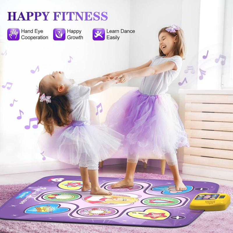 Dance Mat for Girls 3 4 5 6 7 8 9 10+ Year Old, 5 Game Modes, Birthday Gifts Toys for Kids, Dancing Pad with Adjustable Volume, LED Lights