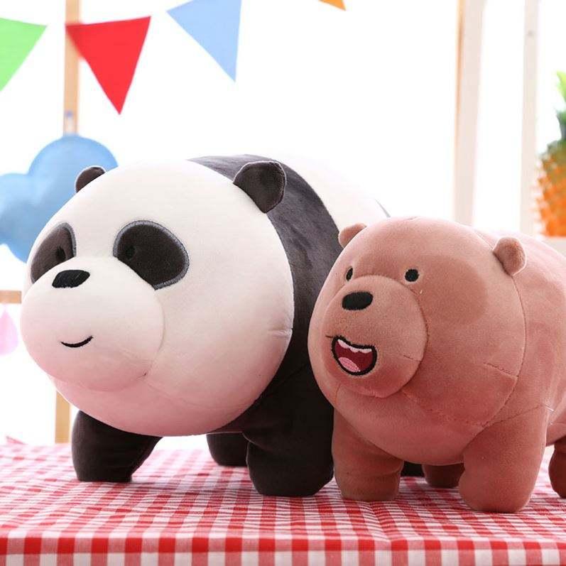 3 piece set We Bare Bears Stuffed Animals Ultrasoft Panda Plush Toy, Kawaii Throw Pillow for Kids, Hugging Doll for Girls Boys 11.8