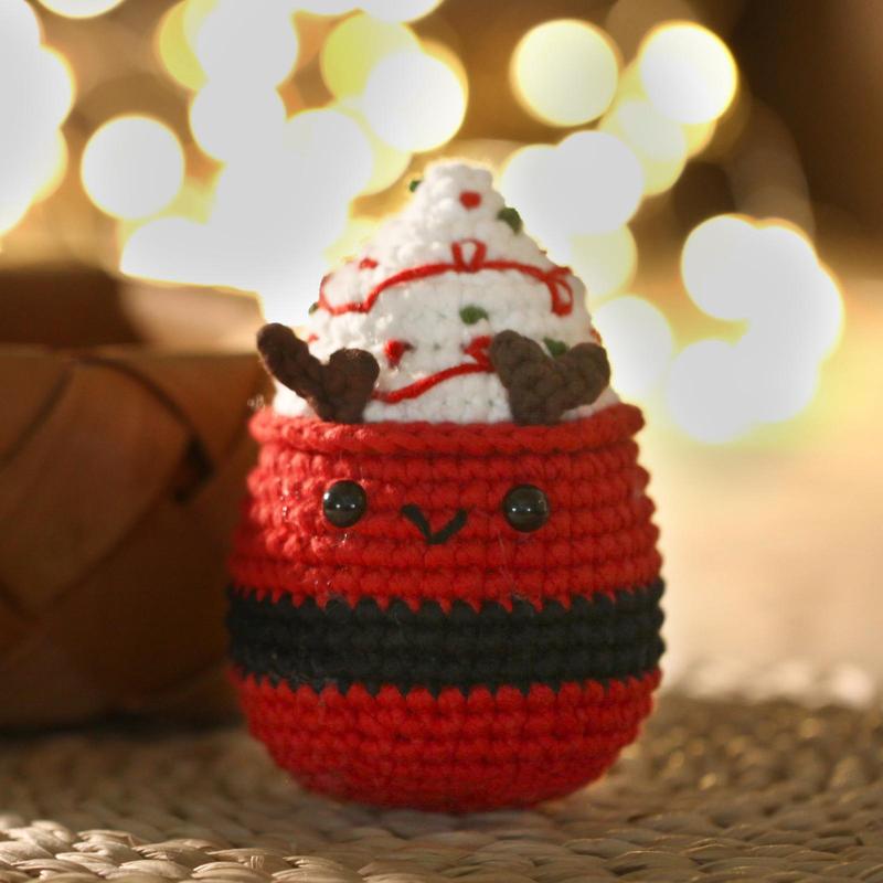 Christmas Cute Ice Cream Design Crochet Kit, 1 Box DIY Crochet Kit with Accessories, DIY Knitting Supplies for Beginners