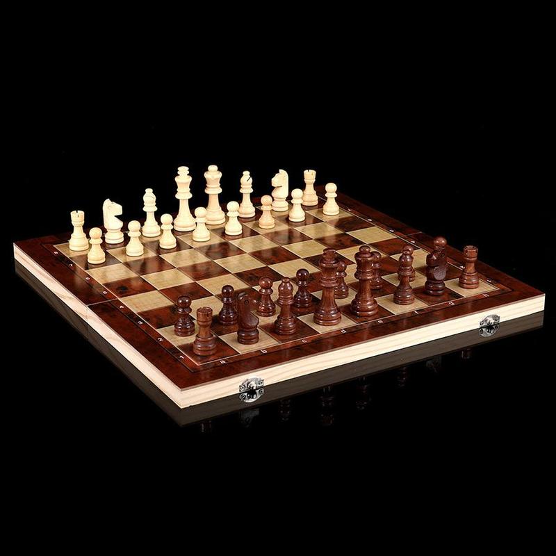 Wooden Chess Board Game, 1 Box 3 in 1 Chess Board Game, International Chess, Western Chess, Double Land Chess, Leisure & Outdoor Recreation Equipment