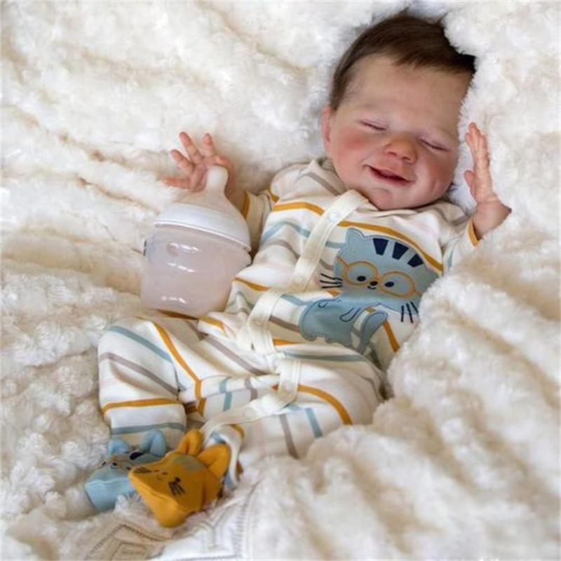 Reborn 18 Inch Cute Boy Realistic Baby Doll Silicone Full Body Birthday Set For Child Birthday Gifts