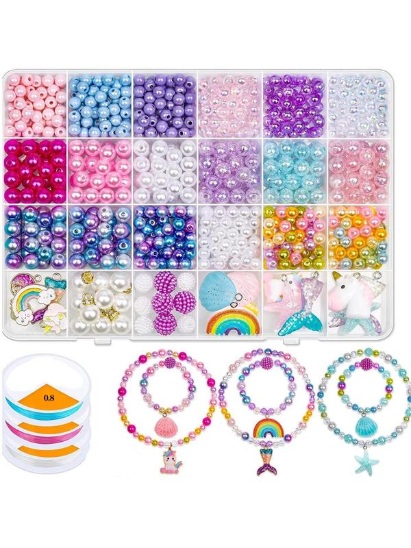 Random Color Clay Beads Bracelet Making Kit, Cute Colorful Beads & Letter Beads & Heart Beads & Elastic Thread, DIY Jewelry Making for Bracelet & Necklace