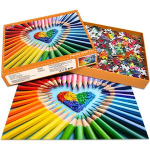 HUADADA adult 1000 pieces of puzzles, colorful pencils, suitable for home decoration holiday gifts, family games, grandparents brainstorming