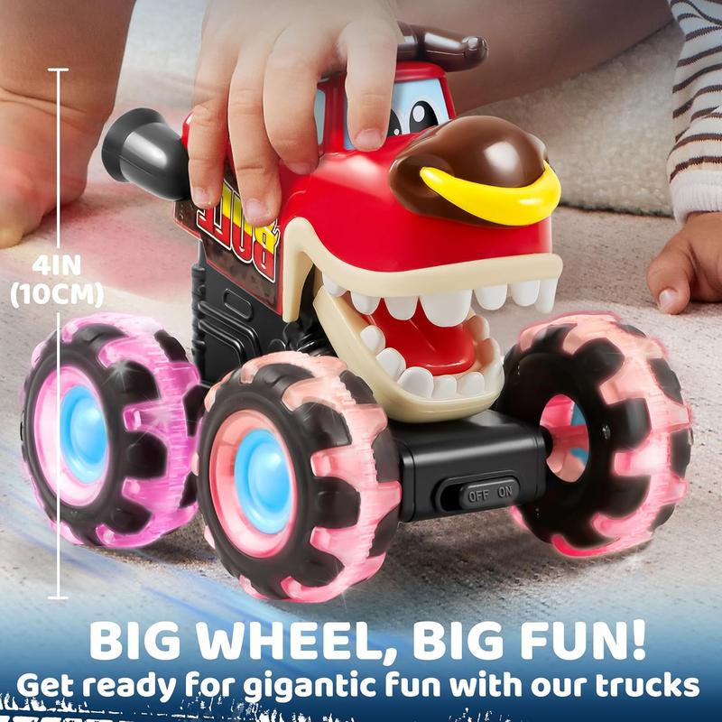 3 Pack Monster Truck Toy - Motion Activated Light-Up Cars for Kids - Monster Treads Lightning Wheels - Children Toy Press & Go Cars for Boys Girls