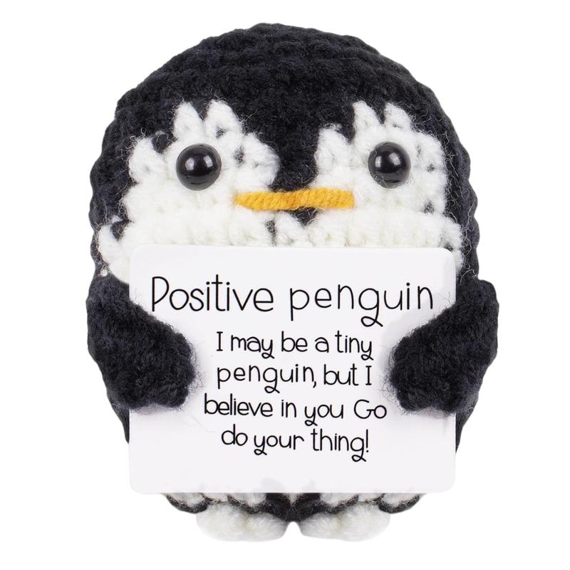 Cute Penguin Design Crochet Ornament, Knitted Penguin Toy with Emotional Support Card, Creative Cute Crochet Ornament for Car Decoration, Bag Pendant, Christmas Gift