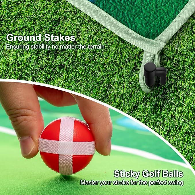 Golf Chipping Game Mat, Battle Royale Golf Games Set for Adults Kids Family, Indoor Outdoor Golf Practice Mat, Sticky Golf Mat Backyard Office Play Equipment Golf Games