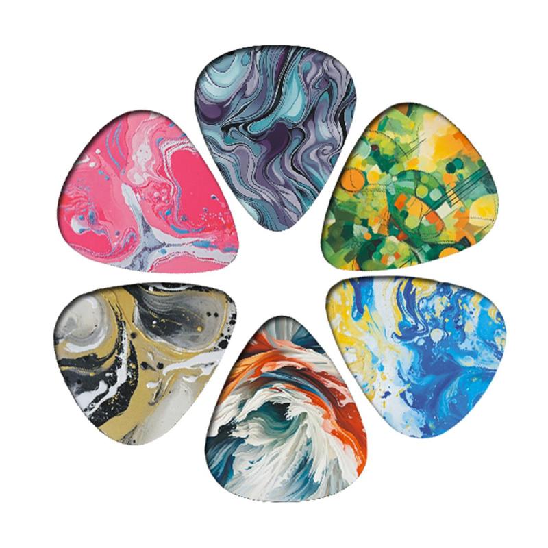 Marble Pattern Guitar Pick (12pcs set), Colorful Double Sided Printed Guitar Pick, Music Accessories For Guitar Ukulele Banjo